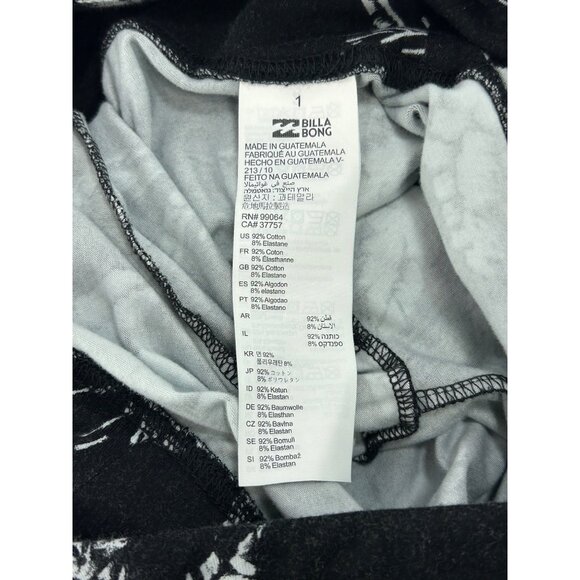 BILLABONG Biker Shorts Sz S Black White Palm Tree Print Cotton Blend Mid Thigh - Picture 7 of 7